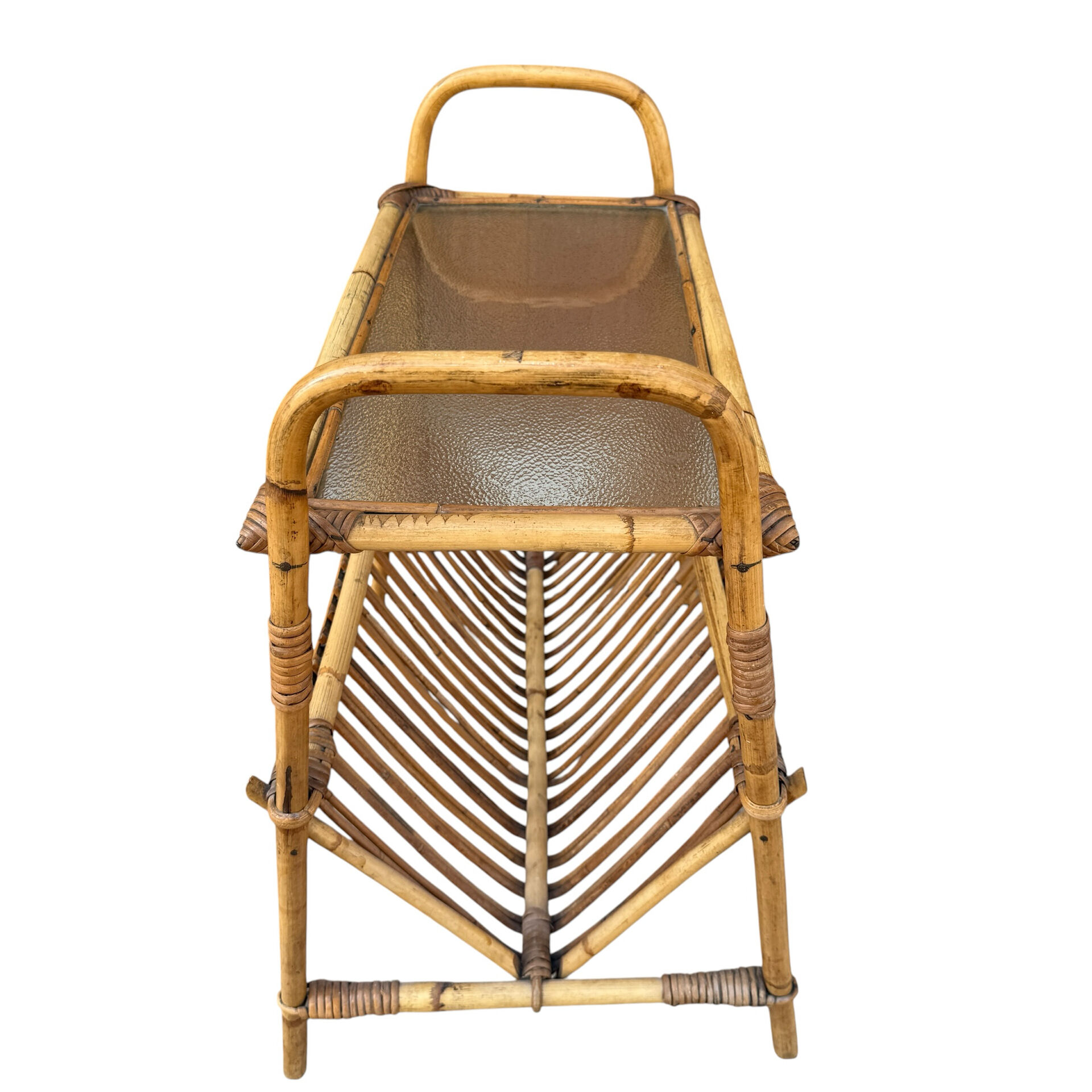 1950s Italian Rattan Side Table