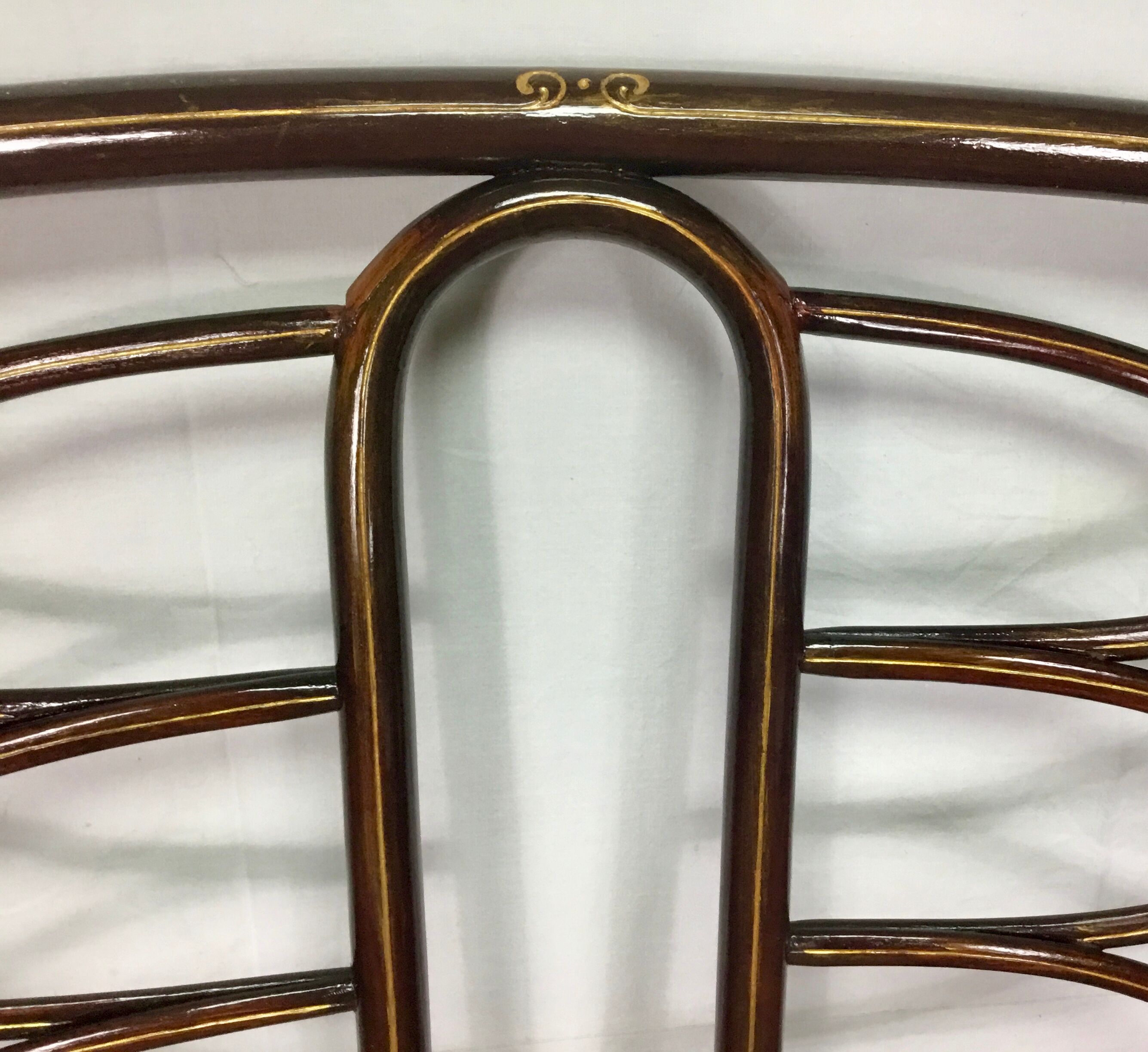 Turned wooden bench with caning by Thonet, Austria