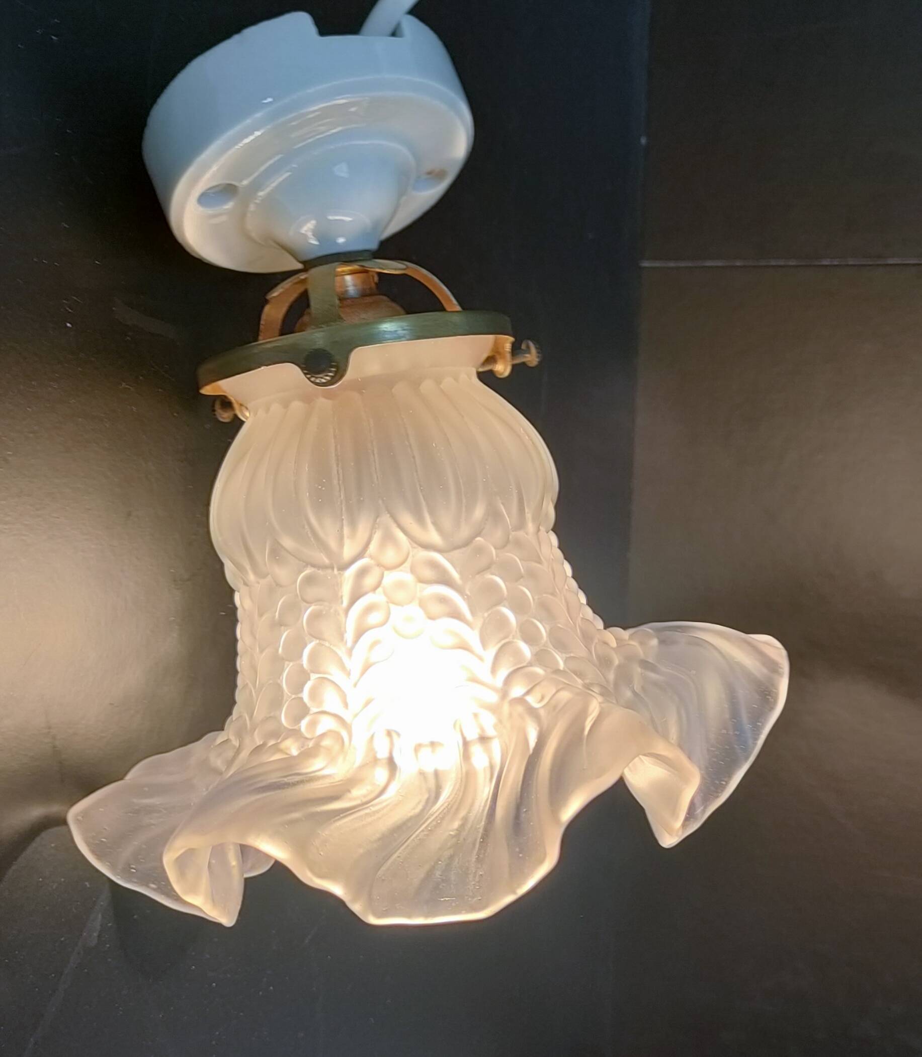 Porcelain and flower glass wall lamp early 20th century