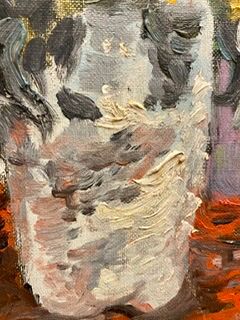 Painting, still life with sunflowers, oil on canvas 60/70