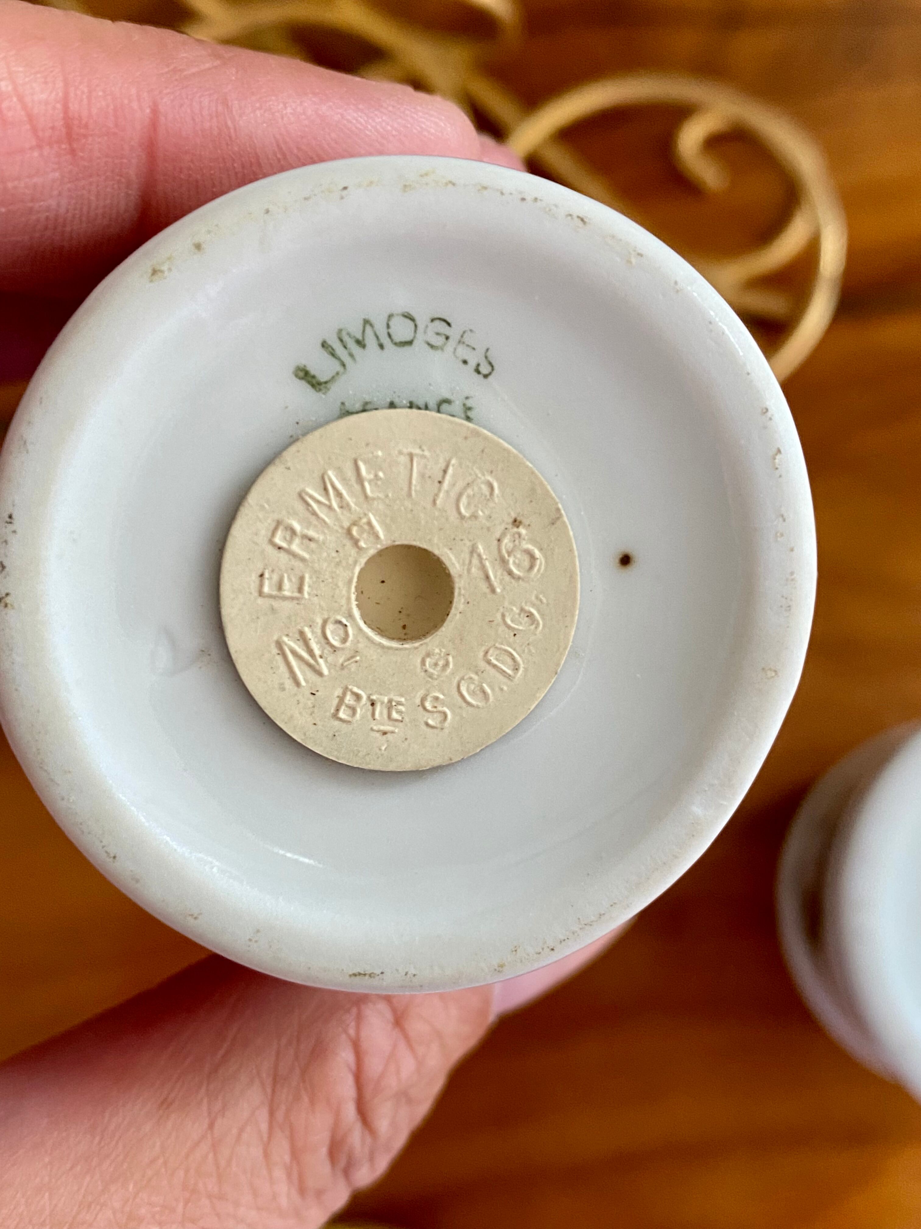 Servant with porcelain condiments Limoges salt pepper mustard