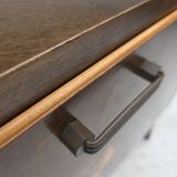 1960s, Danish radio/TV commode, laqered ash wood, wood marquetry door.