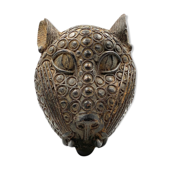 Tête de léopard, bronze, Royaume du Bénin, Nigeria, XX siècle