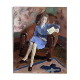 Tableau ancien 50's  "la lecture"