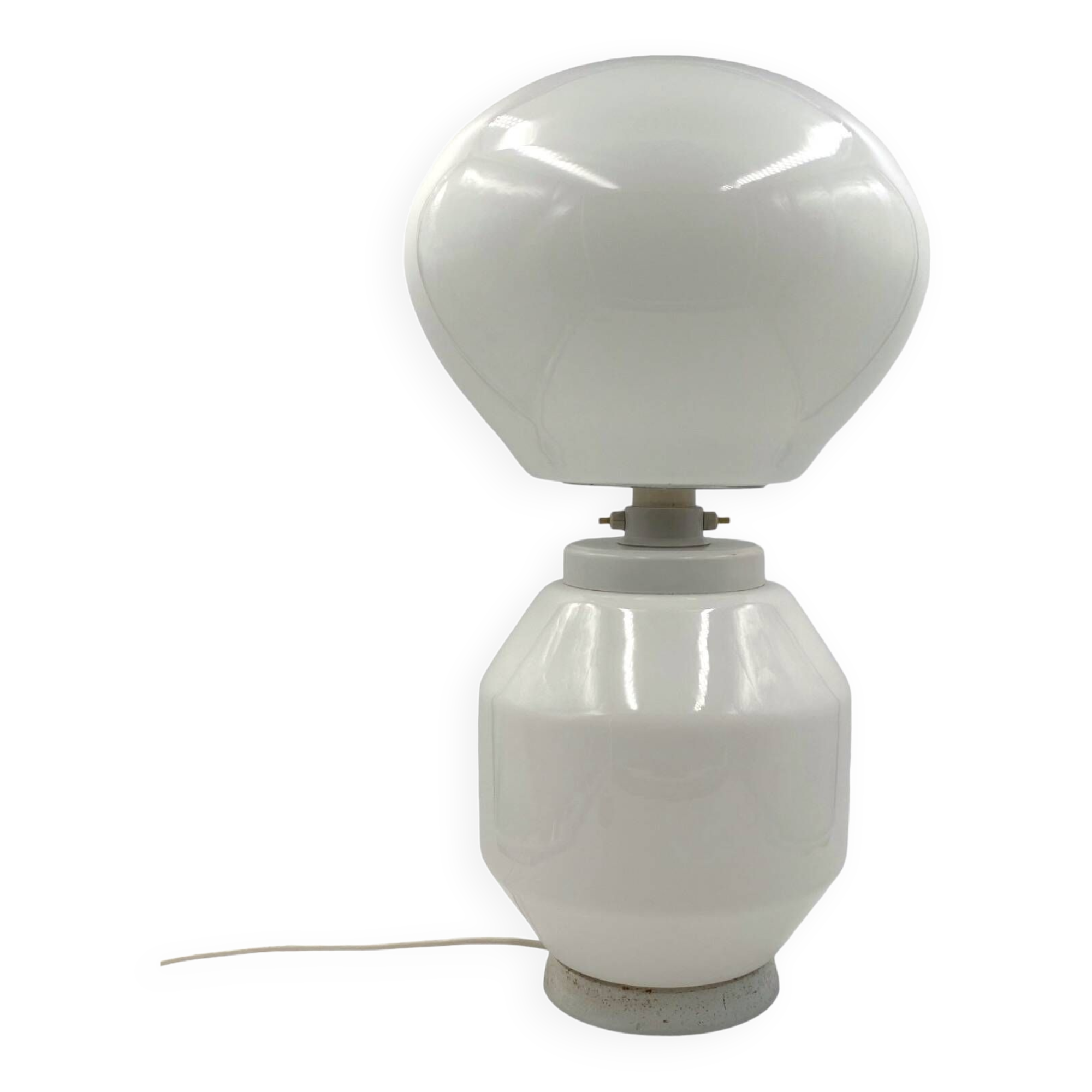 Space Age white glass table lamp, Faver Italy 1970s