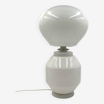 Lampe de table en verre blanc Space Age, Faver Italie années 1970