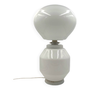 Lampe de table en verre blanc Space Age, Faver Italie années 1970