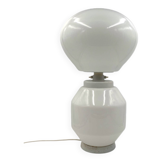 Space Age white glass table lamp, Faver Italy 1970s