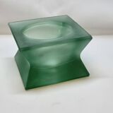 Modernist vintage square vase in frosted molded pressed glass