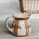 Vintage ceramic jug in glazed beige and brown, hand-painted – Decor