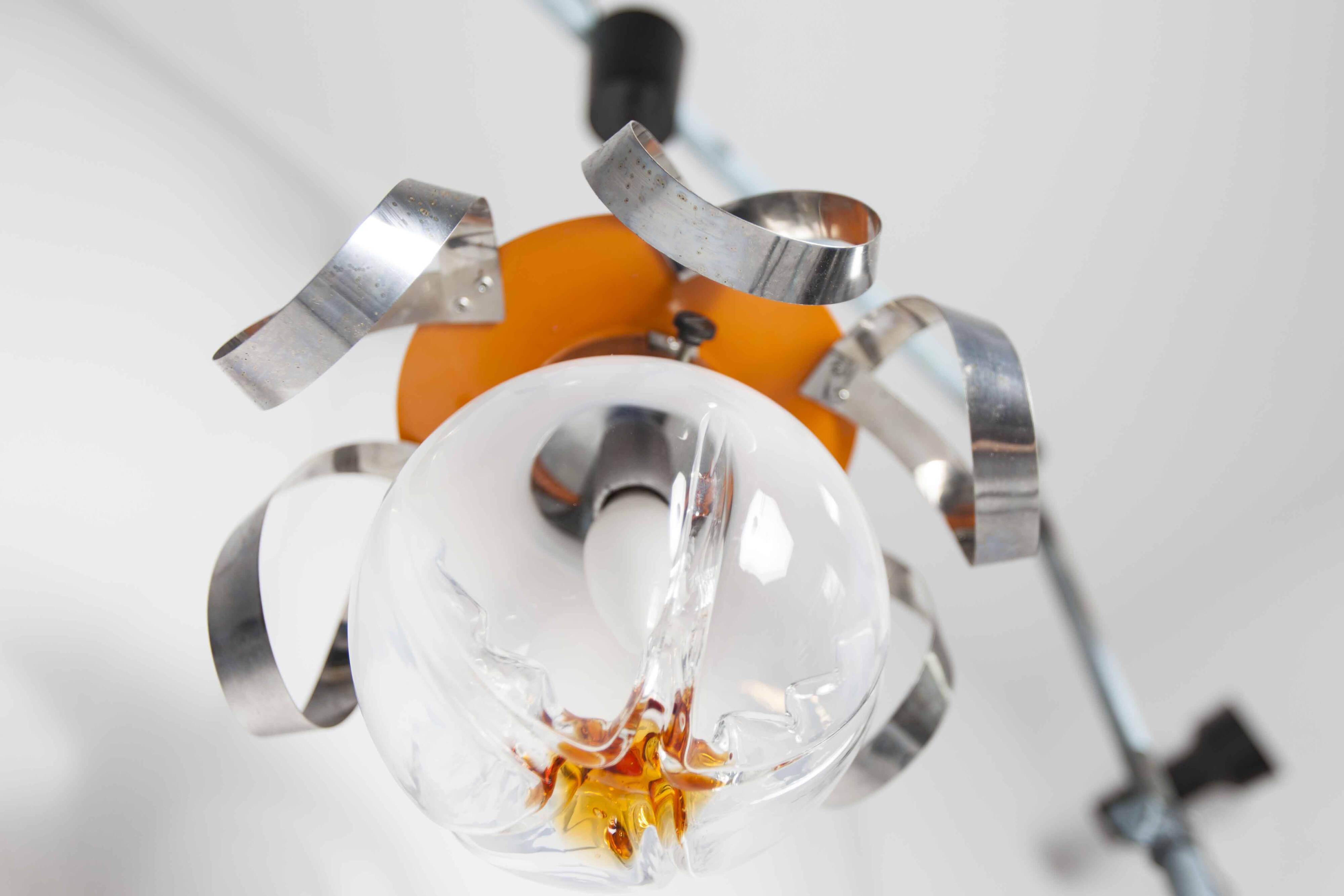 Murano glass globe pendant light, Maazzega edition, Italian design