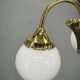 1930s Czechoslovak Art Deco Brass and Opaline Glass Chandelier