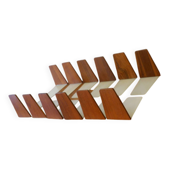 Set of 12 teak and metal bookends by Kai Kristiansen, Denmark 1960s