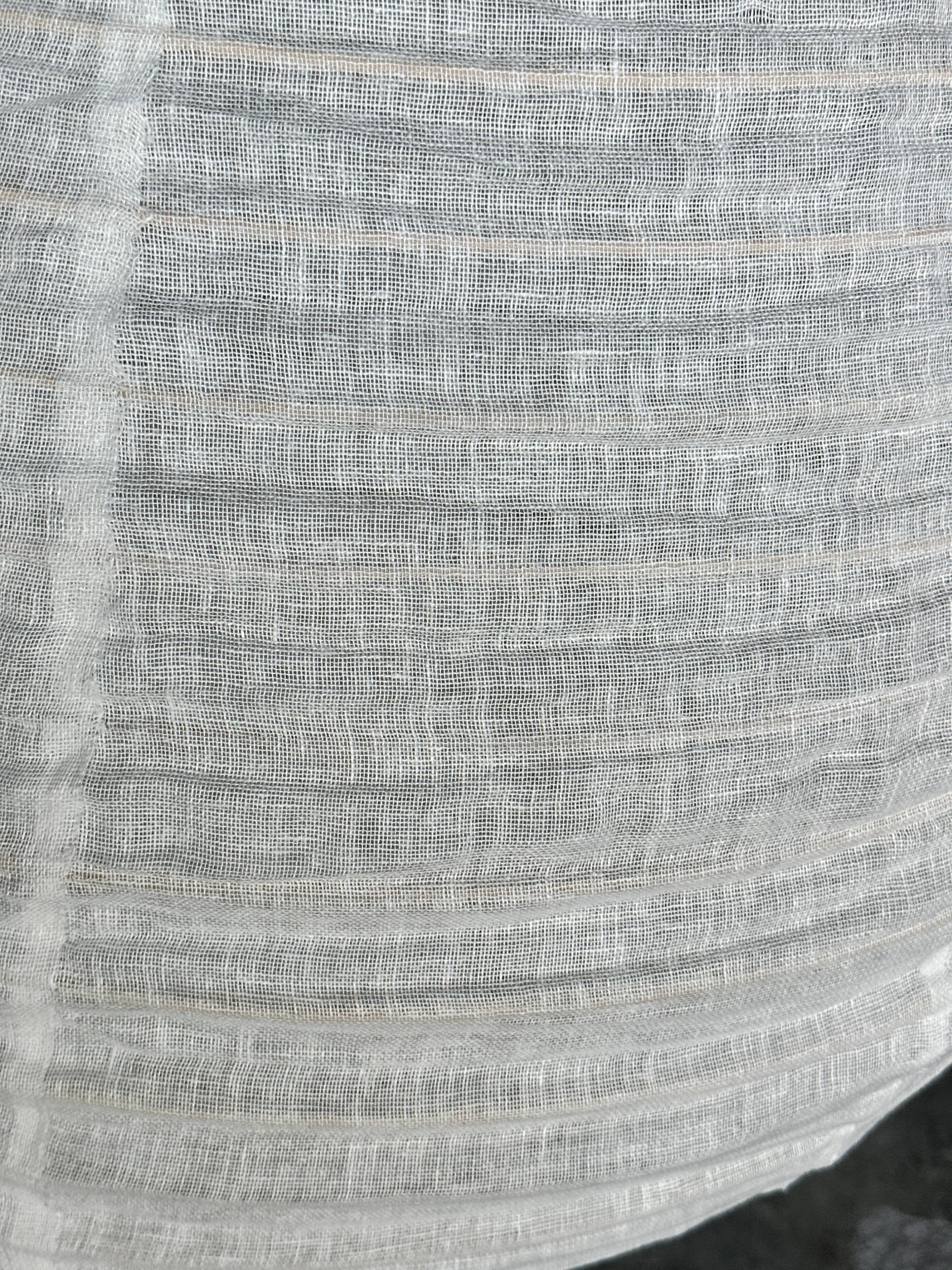 Very large Japanese-style natural rattan and linen pendant light in the shape of a drop H65 D70