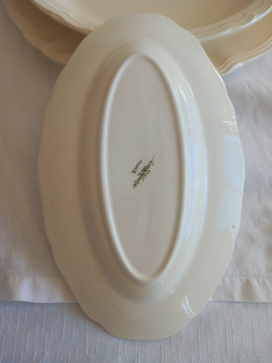 Old Sarreguemines Ivory Carved Service