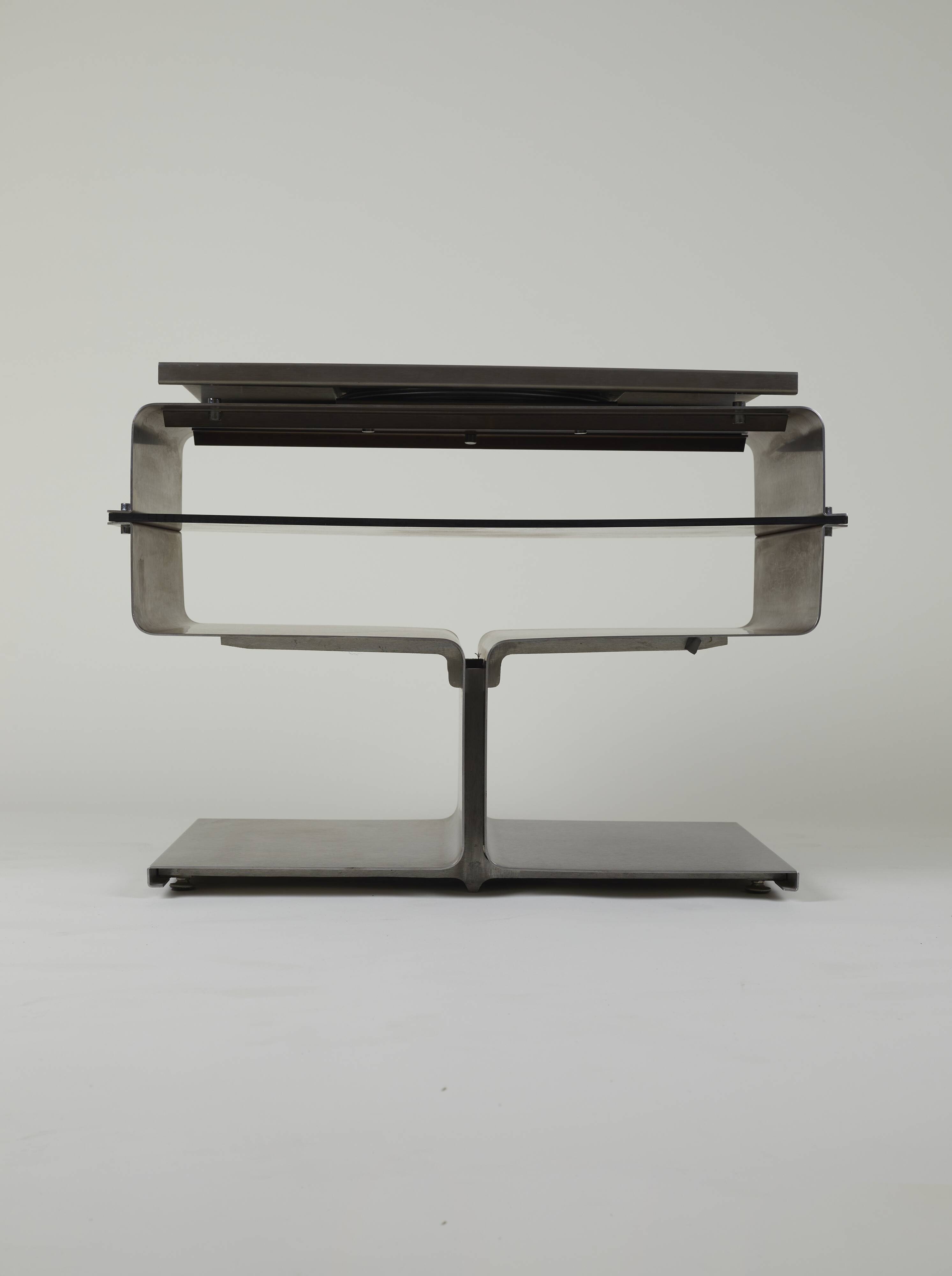 Stainless steel TV cabinet designed by François Monnet for Kappa / Uginox vintage Space Age circa 1970