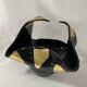 Black Murano-Style Art Glass Centerpiece Bowl with Gold Leaf Accents