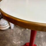 Bistro table in burgundy metal and ecru melamine