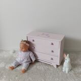 Wooden doll's chest of drawers, compass feet, redesigned, 1950s