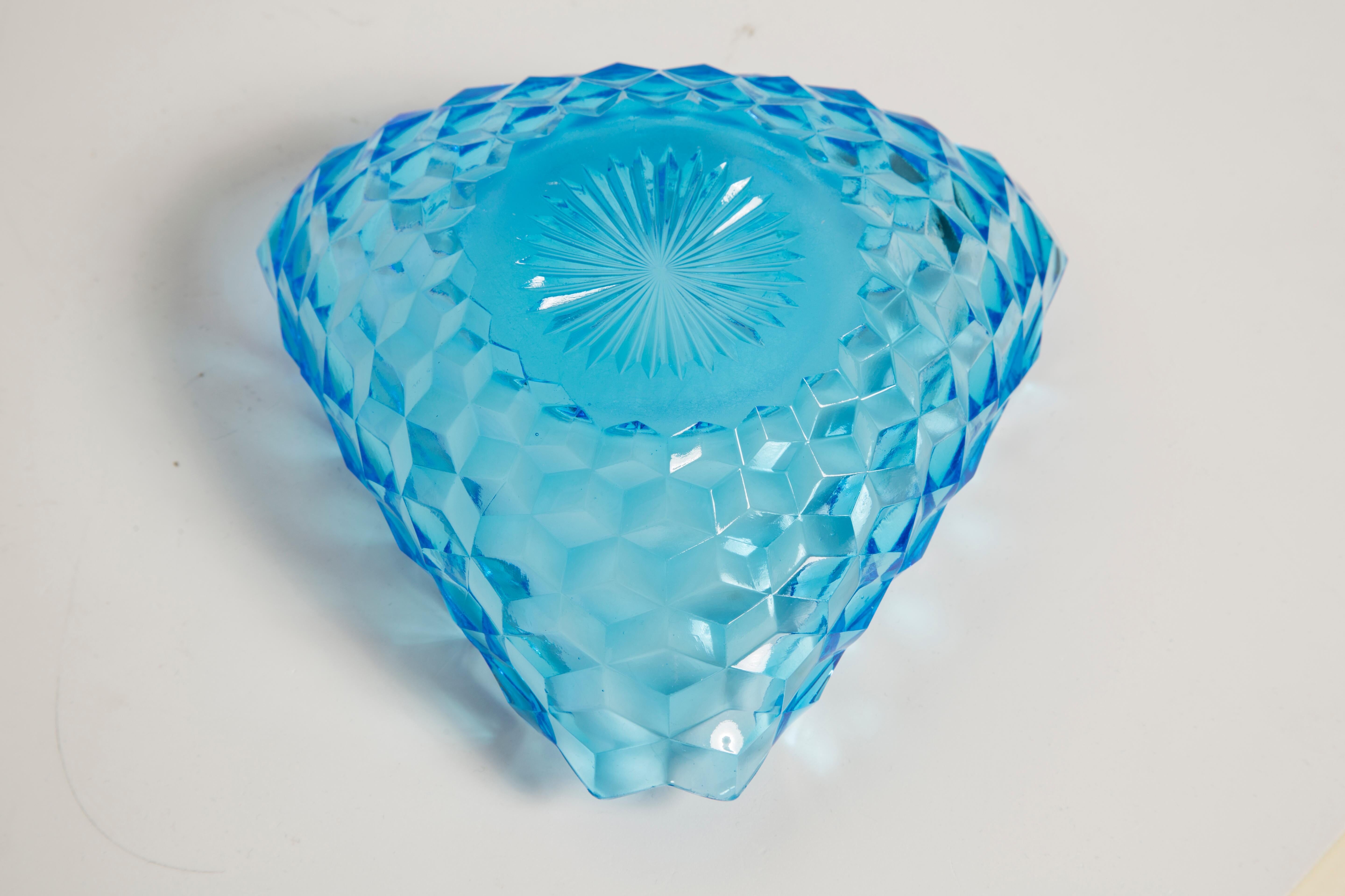 Vintage light blue decorative plate in glass - Italy, 1960s