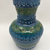Aldo Londi vase, Rimini Blue, blue-green glazed ceramic, Bitossi, 1960