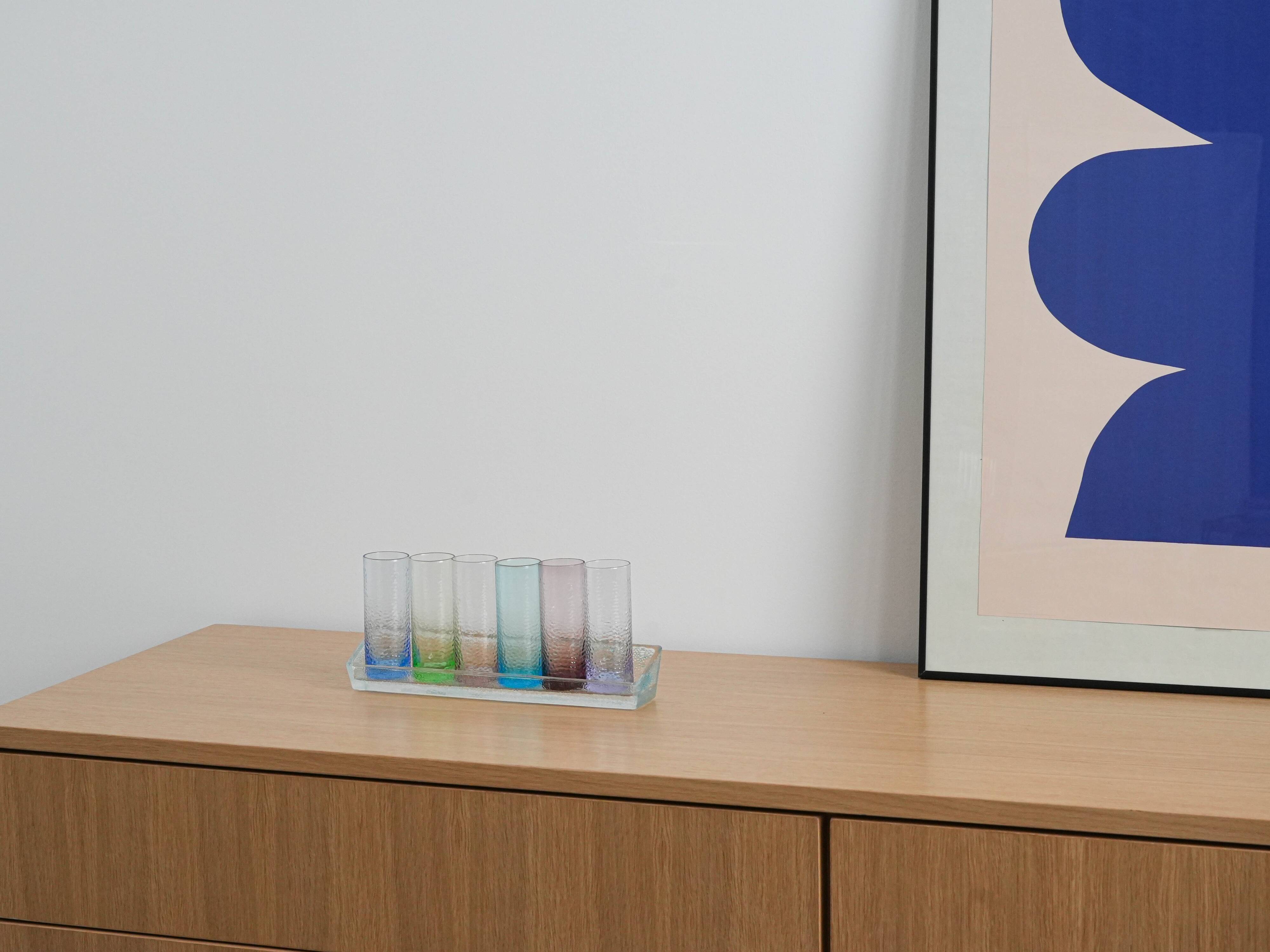 Set of glasses with a tray, Italian design, 1970s, made in Italy