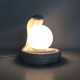 Vintage White Cobra Snake Lamp in Ceramic and opaline globe. 80 years