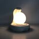 Vintage White Cobra Snake Lamp in Ceramic and opaline globe. 80 years