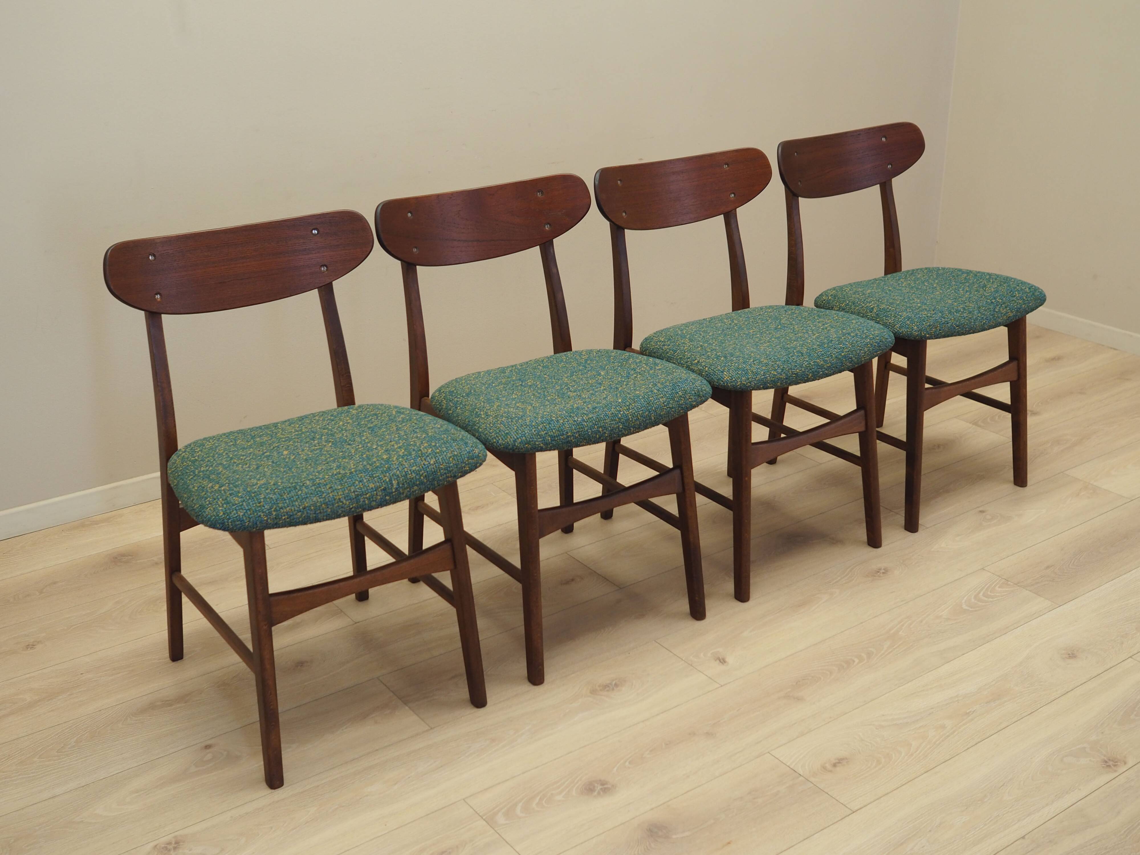 Set of four teak chairs, Danish design, 1970s, production: Denmark