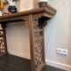 Chinese console in ancient elm, carved openwork legs and top g