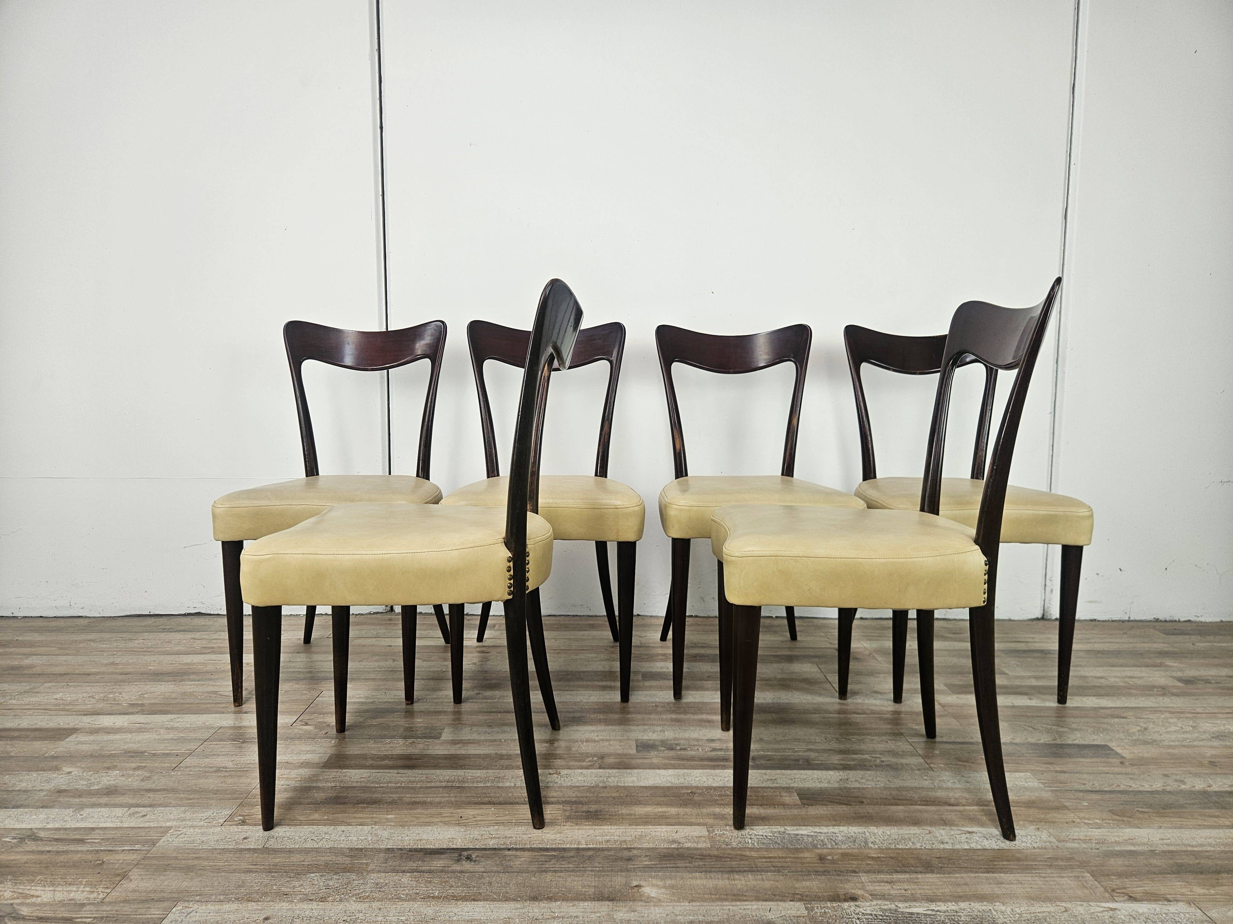 Six Art Decò chairs attributed to Carlo Rava, 1950s