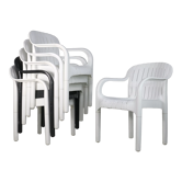 Pierre Paulin set of 6 outdoor armchairs "Dangari", Allibert. Plastic. France, 1980