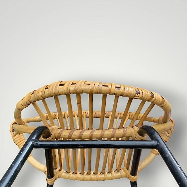 Vintage bamboo and rattan children's armchair