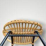 Fauteuil vintage pour enfant en bambou et rotin