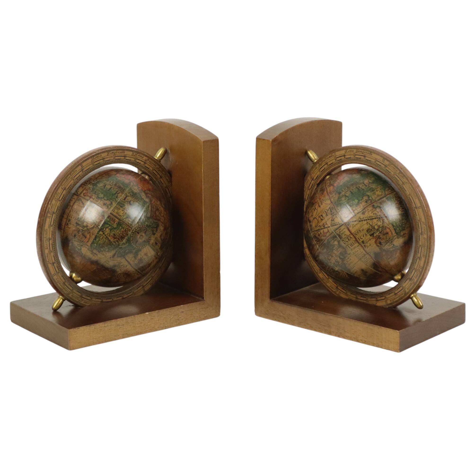 Serre-livres Globe en bois italien Mercurio D'oro