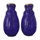 Pair of hand-painted cobalt blue glass vases