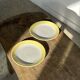 Set of 2 large plates with yellow rim, brand 12.