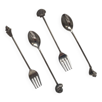 Silver-plated seashell cutlery set