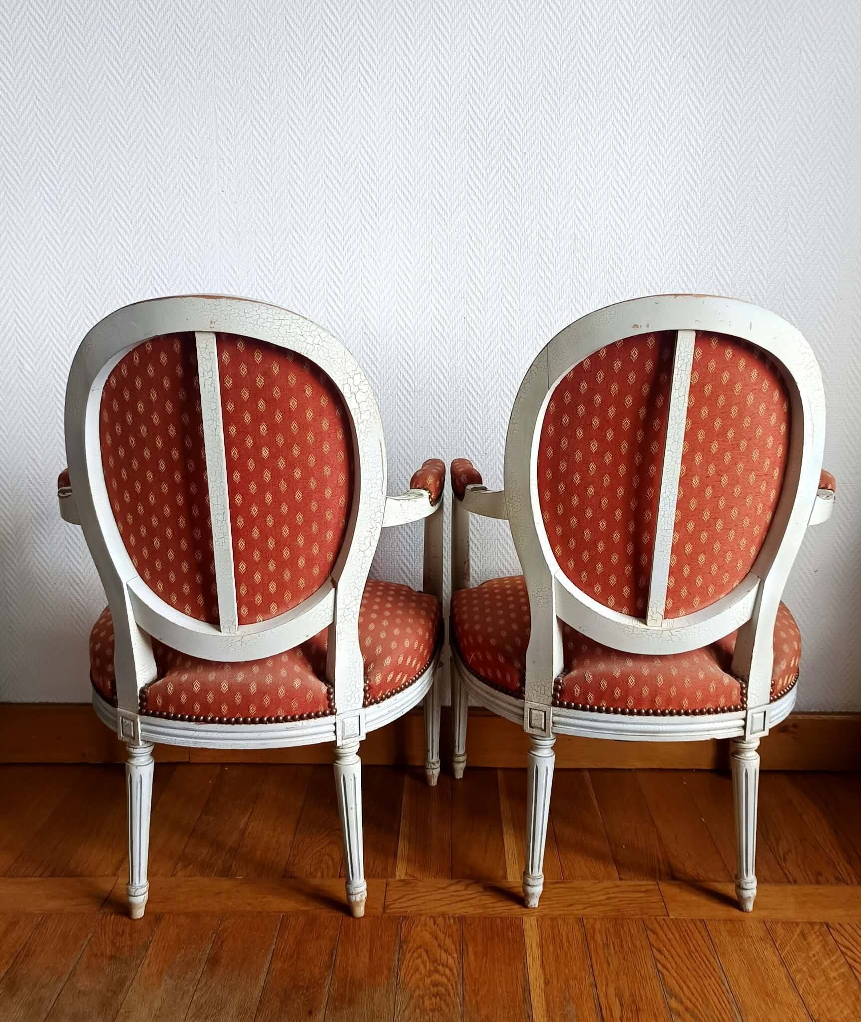 Pair of Louis XVI medallion cabriolet armchairs