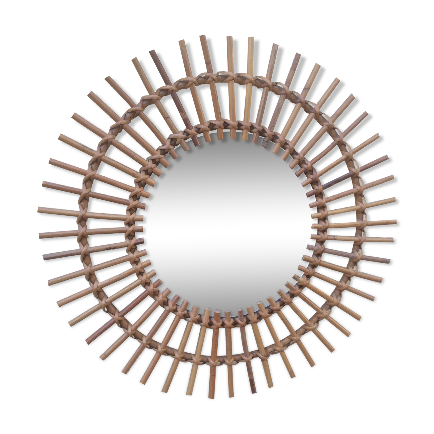 Rattan sun mirror 58x58cm