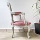 Pink Louis XV style convertible armchair in weathered wood for children