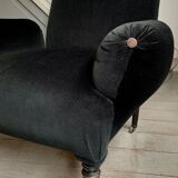 Fauteuil en velours noir Napoléon III