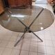 Roche Bobois vintage round table Chrome and smoked glass