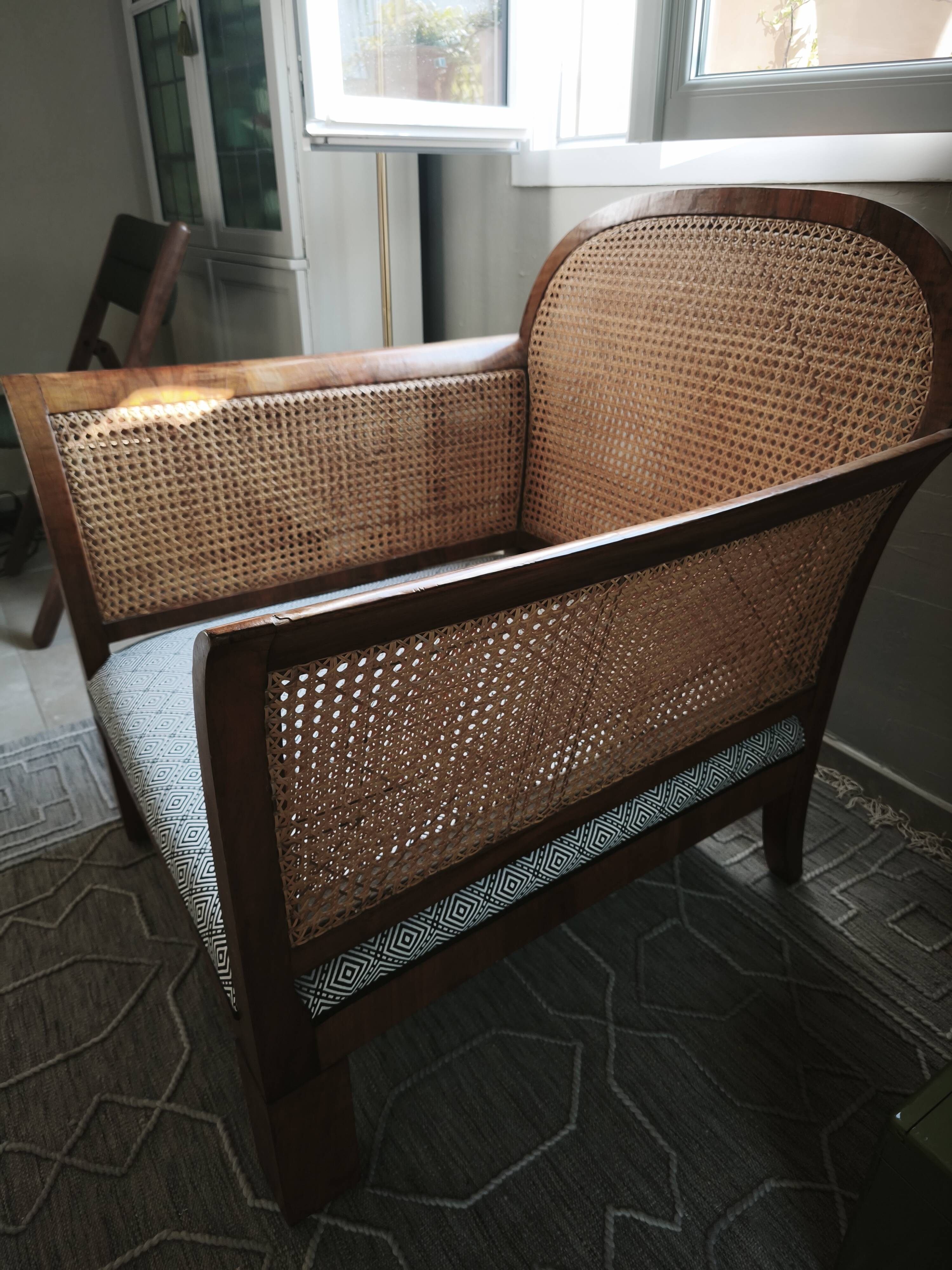 double caned armchair