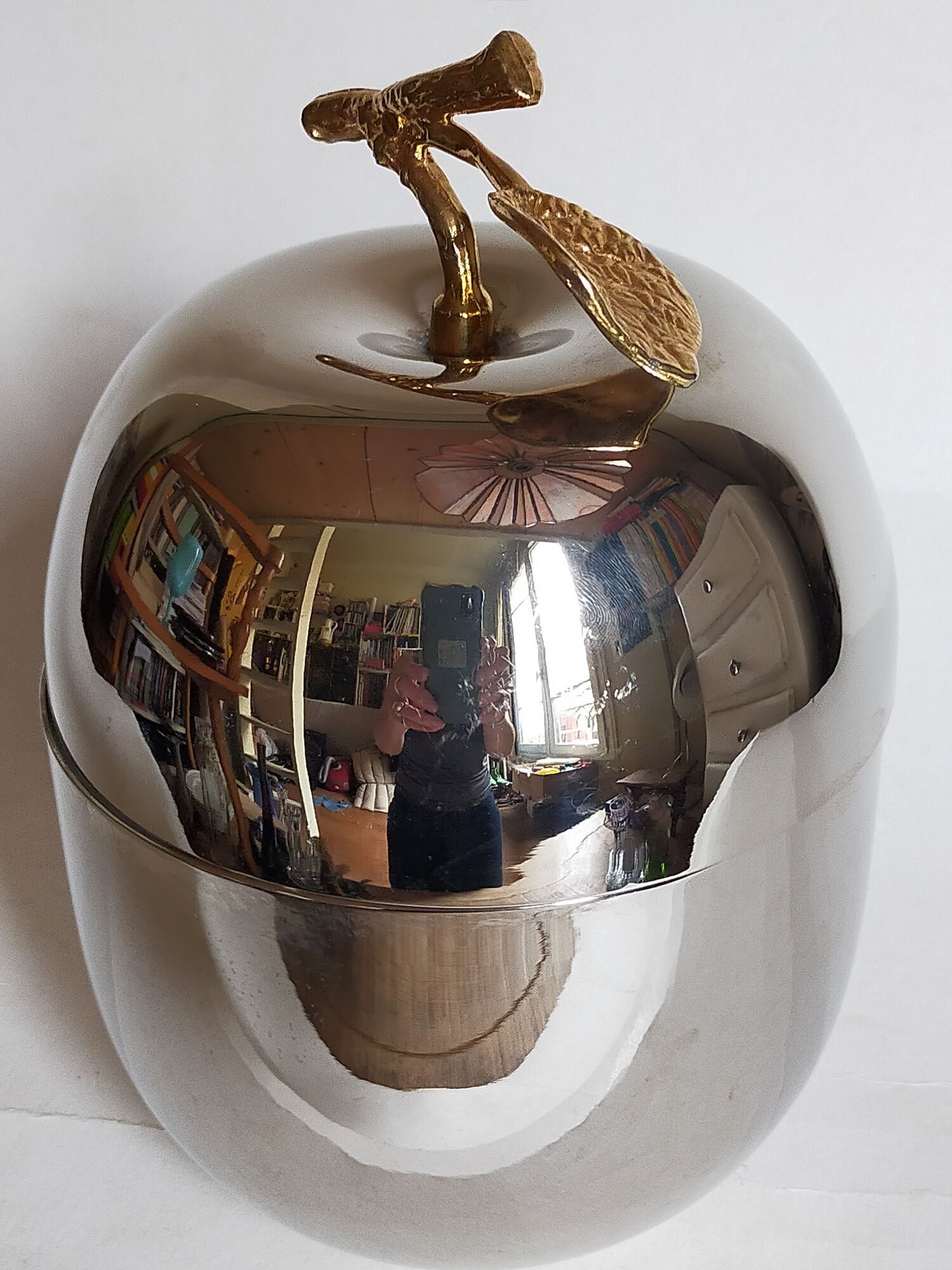 Apple ice bucket in silver metal signed Daniel CREGUT vintage