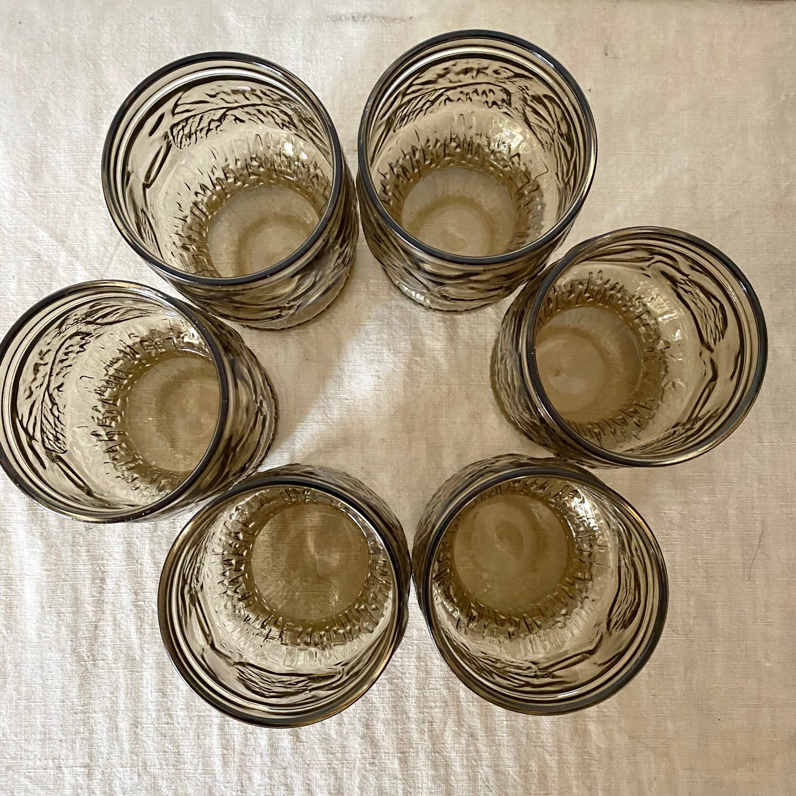 Vintage high glasses in smoked glass