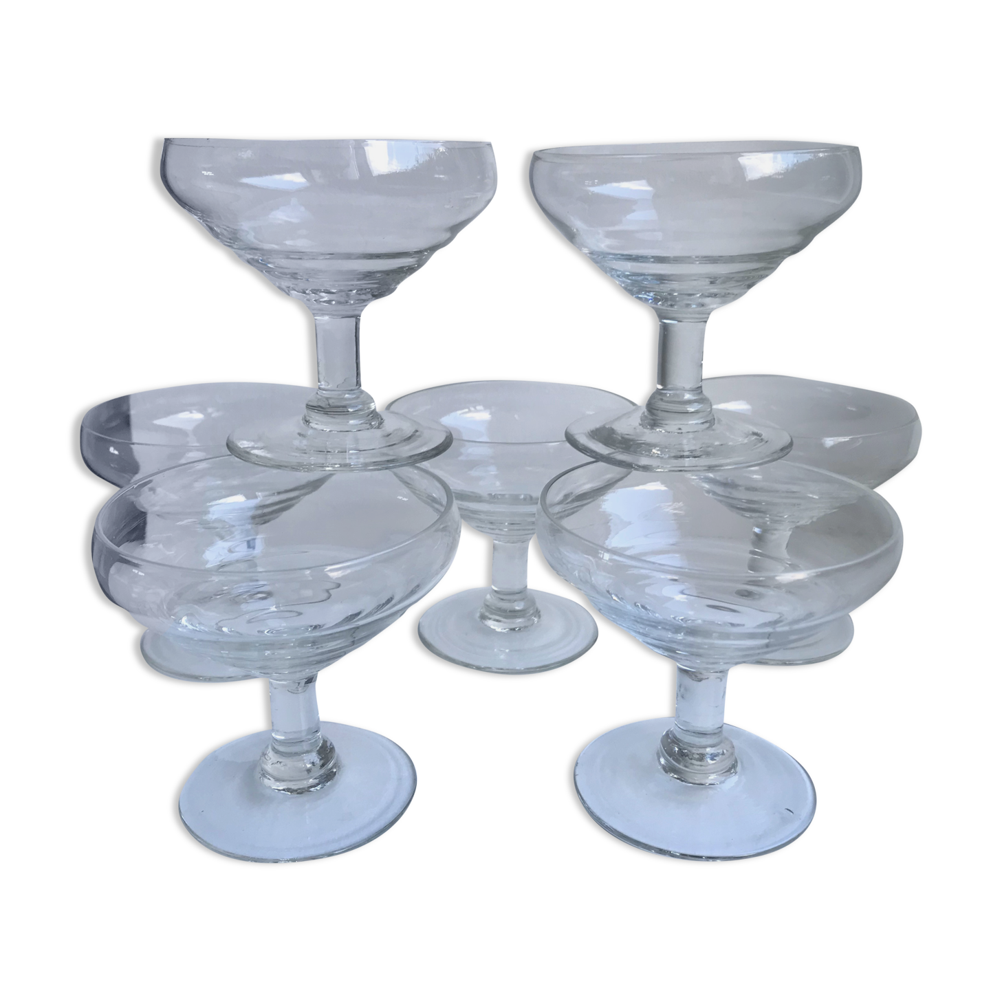 Set of 7 crystal champagne glasses 50s-60s