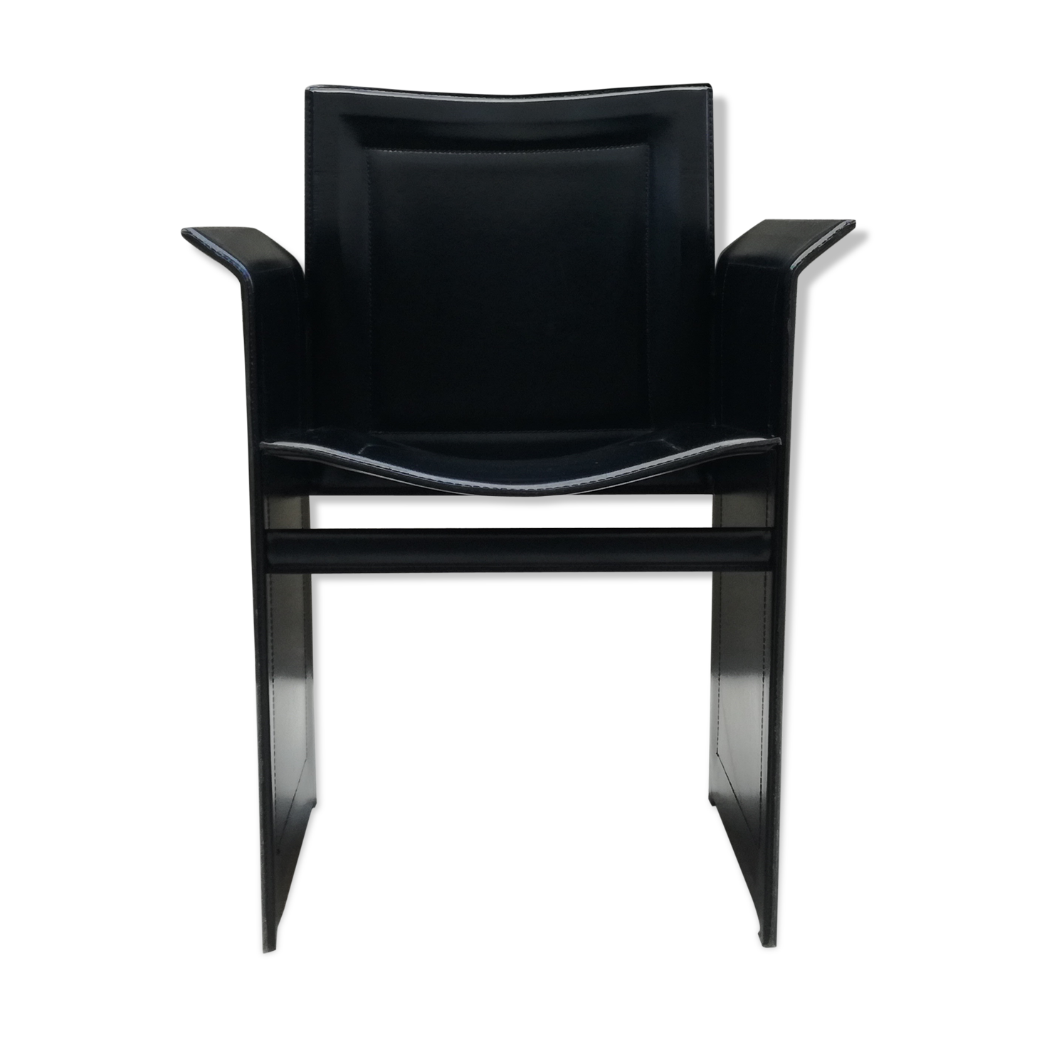 Tito Agnoli Italian black leather design chair