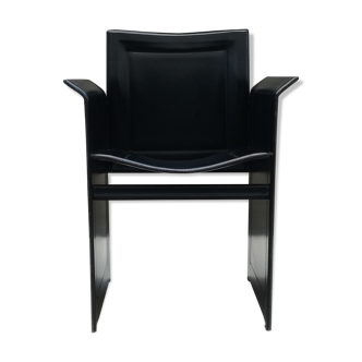 Tito Agnoli Italian black leather design chair