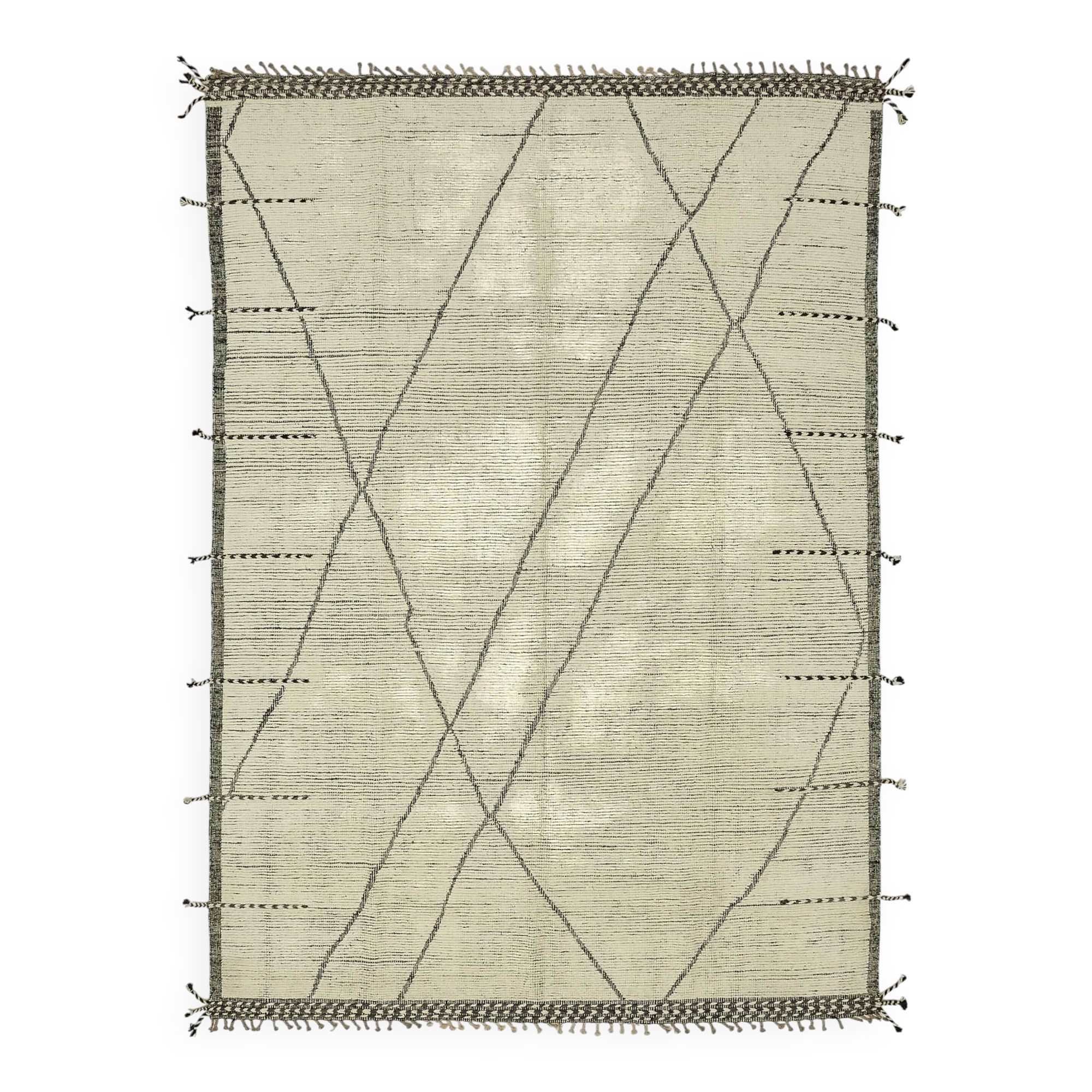 Hand-Knotted Tribal Unique 263 cm x 381 cm Beige Wool Carpet